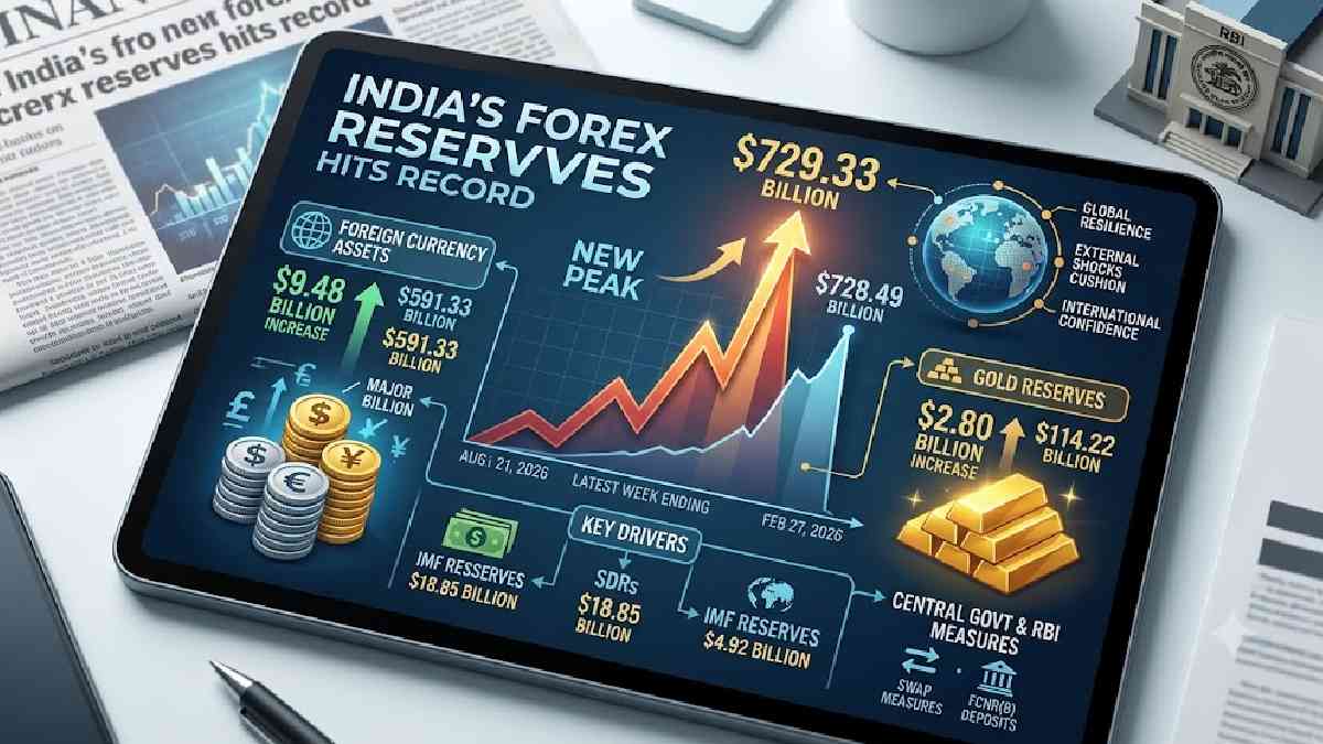 India’s Forex Reserves Hit Record High of $729.33 Billion, Rise $12.42 Billion